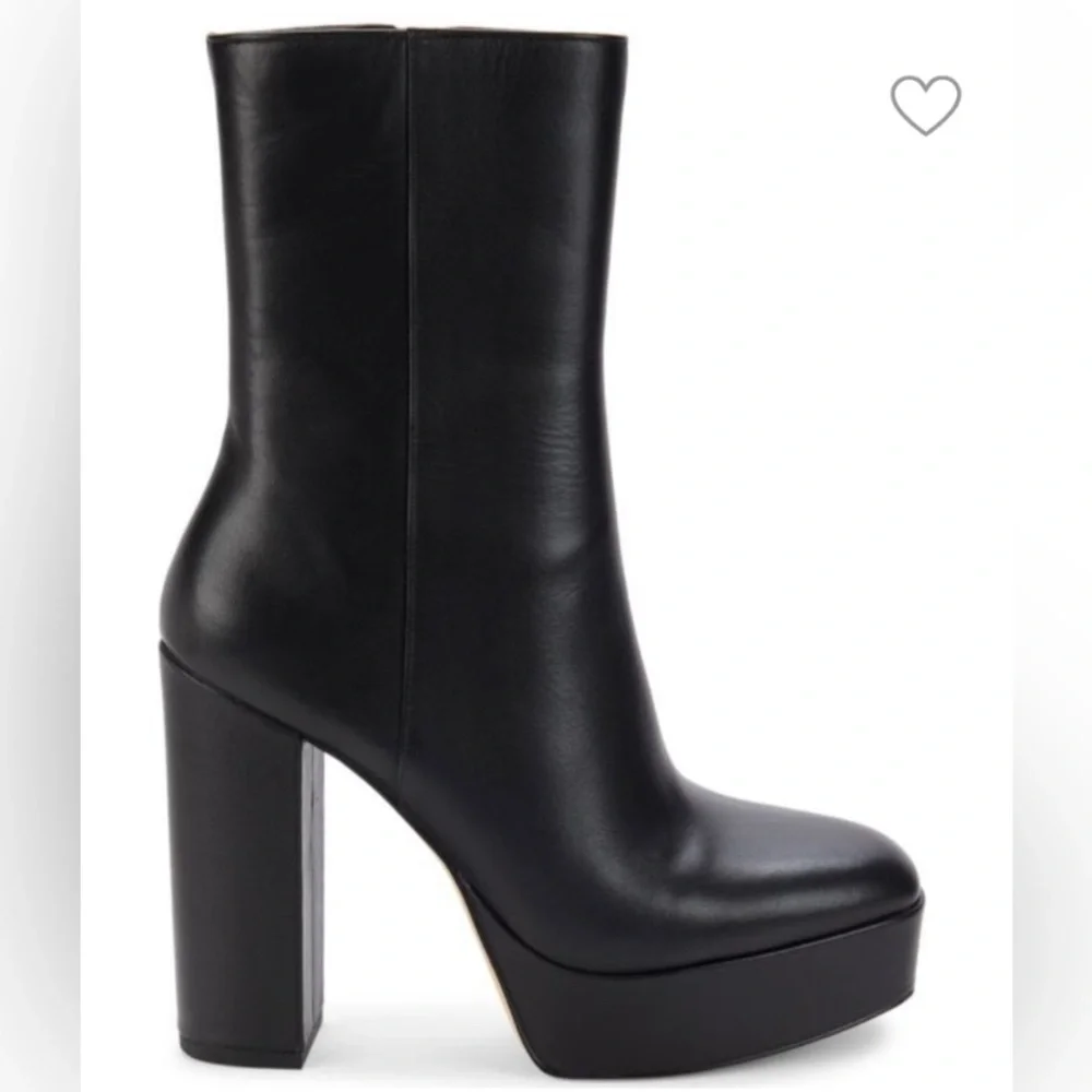 NEW Stuart Weitzman Party Zip Platform Ankle Boots Black Size 10B Block Heel